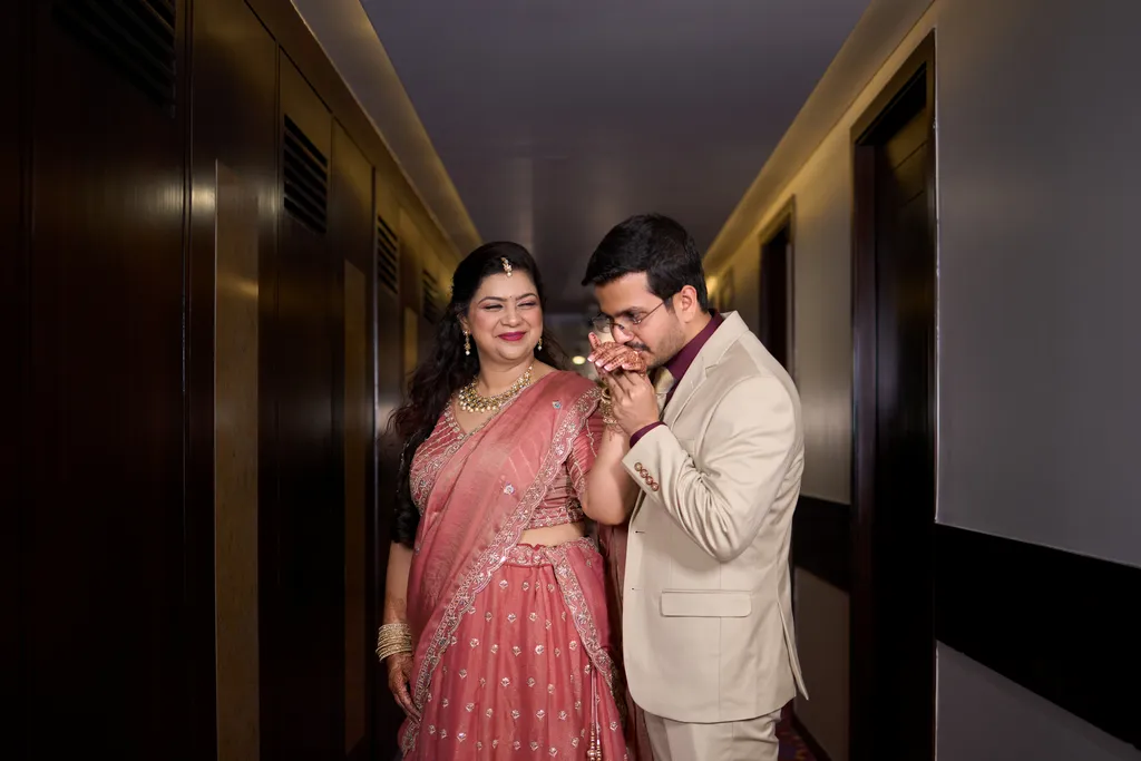 Ring ceremony celebration at Hotel Pristine Varanasi engagement shoot by The WeddingShoot